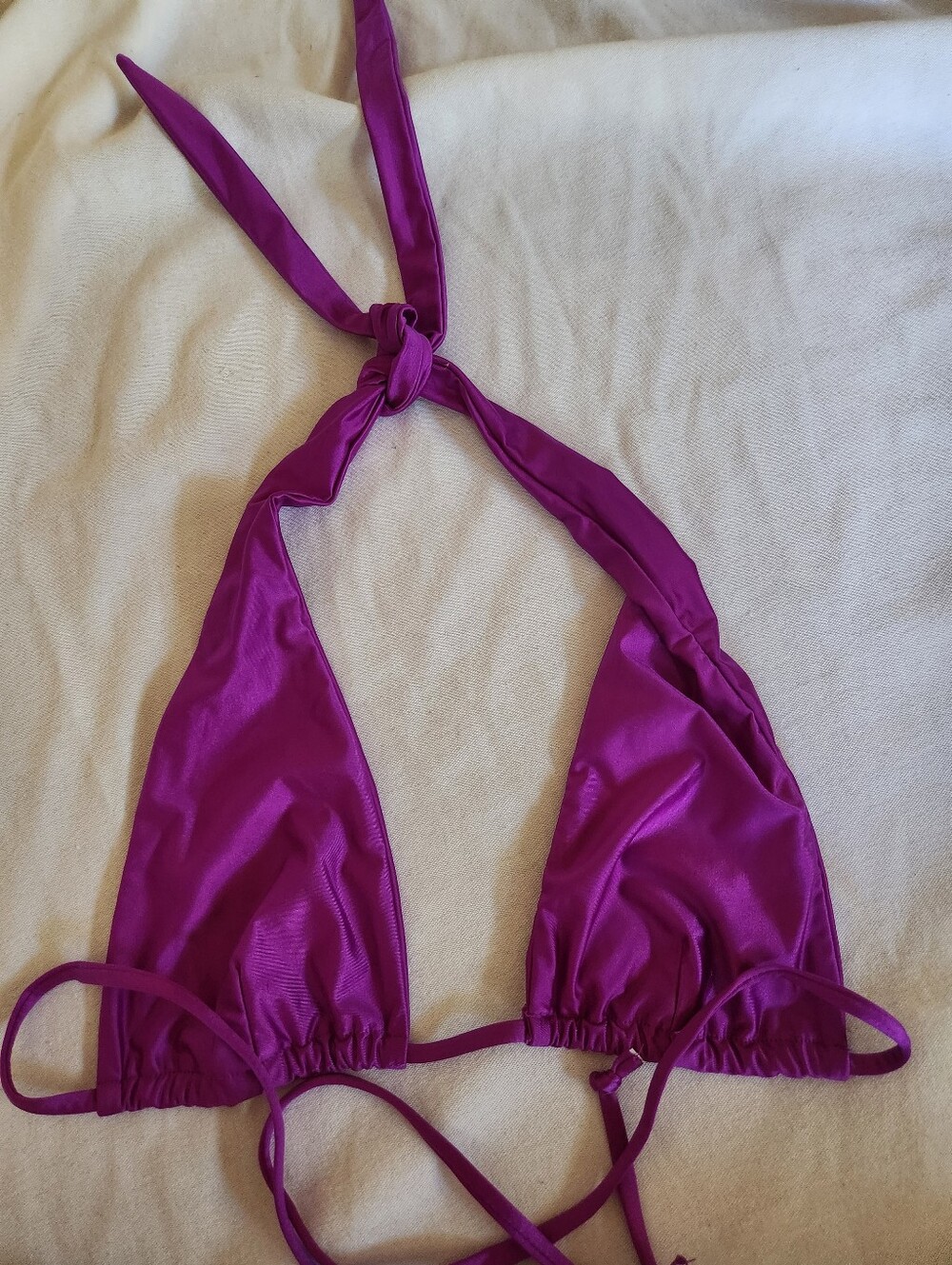 Good American Bright Violet Triangle Bikini Top Halter Swim Top Size 1